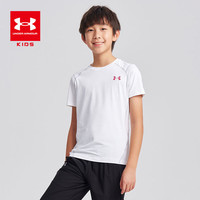 安德玛（Under Armour）儿童短袖T恤2024夏季男童圆领童装休闲短袖T恤 白色 150cm
