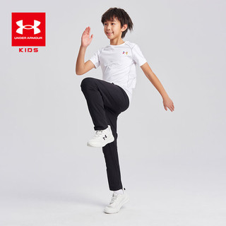 安德玛（Under Armour）儿童短袖T恤2024夏季男童圆领童装休闲短袖T恤 白色 150cm