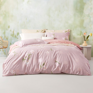 郁金朵朵-粉色 纯棉三件套 床笠款 150*215cm