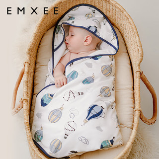 嫚熙（EMXEE）【1】婴儿包被新生儿宝宝抱被防惊跳产房包单 四季款 热气球 90×90(cm)