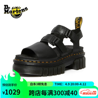 马丁（DR.MARTENS）Ricki 3-strap sandal 时尚潮流黑色女款罗马凉鞋 黑色 37