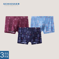 舒雅（Schiesser）男士御印系列国潮凉感舒适透气中腰平角内裤【混色3条装】21942T 深红+粉蓝+宝蓝 L