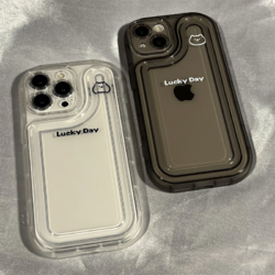 昊穆 适用iPhone14promax简约卡通小熊透明气囊苹果13手机壳情侣13pro 透明色