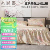 太湖雪丝享真丝夏凉被可拆卸空调被100%桑蚕丝印花被子被套 梦百合真丝被(赠同款枕套1对) 200*230cm