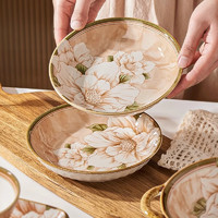 CERAMICS 佩尔森 陶瓷餐具碗碟套装碗盘子家用釉下彩微波炉适用 山茶花8寸盘2只装