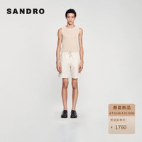 SANDRO2024春夏男装法式简约抽绳系带直筒休闲短裤SHPBE00057 1611/驼色 36