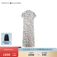 TOMMY HILFIGER24春夏女装多彩字母满印百褶拼接衬衫连衣裙WW0WW42538 多色0K5 32