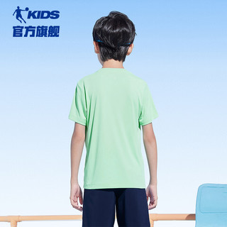 乔丹QIAODAN童装男童运动速干衣2024夏季儿童短袖T恤吸汗跑步衣服 珐琅绿 120cm