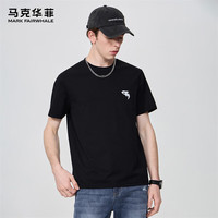 马克华菲舒弹有型短袖T恤男2024夏季简约百搭纯色休闲短t衫 001黑色 XXL