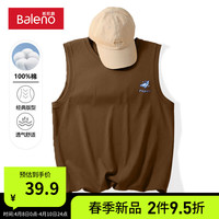 班尼路美式背心男款夏季纯棉无袖打底衫潮牌痞帅训练坎肩舒适汗衫男 【纯棉】-咖#MB剪纸鸟 5XL【吸湿透气 穿着清爽】
