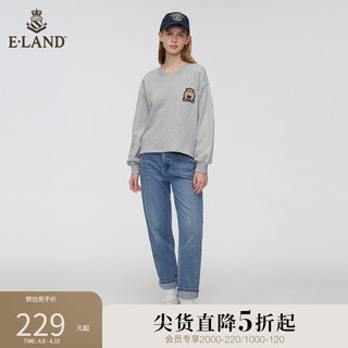 E·LAND 衣恋 Eland衣恋牛仔裤女春秋小个子简约宽松直筒牛仔长裤子女