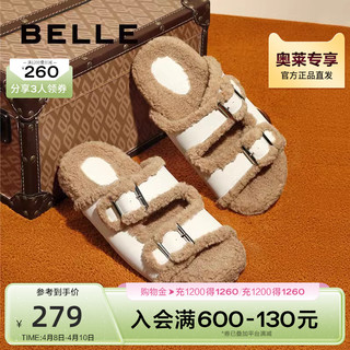 BeLLE 百丽 时尚毛毛拖鞋女休闲女鞋慵懒外穿鞋子气质拖鞋女款B1070DT2