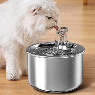 JPET 猫咪饮水机自动循环流动水不锈钢宠物饮水器不插电喝水恒温加热器 插电入门版