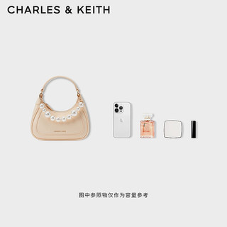 CHARLES&KEITH珍珠链条哈特包手提包腋下包包女包婚包CK2-50781922-1 Beige米色 S