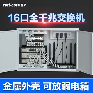 百亿补贴：netcore 磊科 交换机千兆16口钢壳网络分线器监控组网企业即插即用s16g