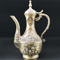 途贺欧式白酒酒杯带把创意古典金属家居饰品仿古风青铜杯酒具套装摆件 城堡酒壶【800毫升】