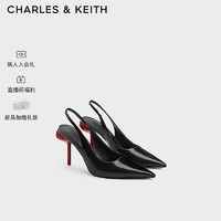 CHARLES&KEITH24夏季玫瑰细高跟尖头后空凉鞋女CK1-60280437 Black Box黑色 34