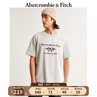 Abercrombie & Fitch 男装女装情侣装 24春夏新款小麋鹿圆领T恤 358443-1 浅灰色 M (180/100A)