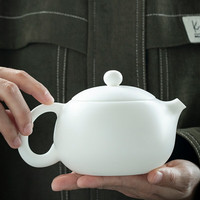 钰铨龙门 羊脂玉瓷素烧西施壶 德化白瓷大号手工茶壶陶瓷茶具中国白泡茶壶 羊脂玉瓷西施壶（约330ml)