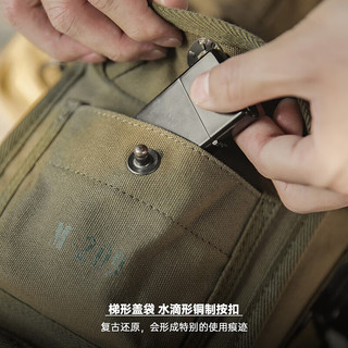 马登工装 美式复古M209战术斜挎包户外帆布单肩手提磁扣方形腰包男 卡其色 均码（16.5*11*19）cm