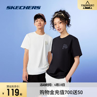 SKECHERS 斯凯奇 白色短袖短裤男女同款2024年新品情侣运动速干T恤