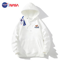 NASA GISS 官方潮牌联名连帽卫衣男休闲帽衫学生大码衣服外套男 白色 3XL