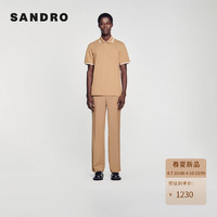 SANDRO2024春夏男装撞色边饰POLO领短袖T恤上衣SHPTS01442 棕黄色 XXS