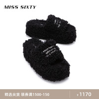 MISS SIXTY 2024春季新款毛毛拖鞋女高级感外穿一字厚底松糕鞋百搭