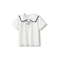 balabala 巴拉巴拉 大耳狗系列 女童短袖T恤 202224117018-10101 本白 130码