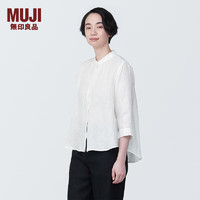 无印良品 MUJI 女式 麻 水洗 立领 七分袖罩衫女士衬衫衬衣夏季款BC2JJA4S 白色 M （160/84A）