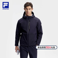 FILA 斐乐 官方男士外套春秋运动服上衣加绒连帽夹克