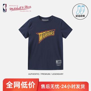 NBAMitchell&Ness夏季纯棉圆领短袖T恤NBA球队版印花大LOGO速干衫