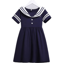 女童海军领连衣裙夏季新款韩版洋气裙子中大儿童装女孩网红公主裙
