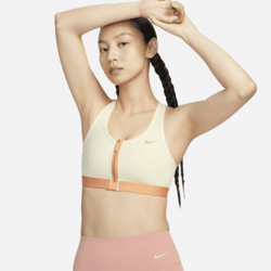 NIKE 耐克 Swoosh 女子中强度支撑速干衬垫前拉链运动内衣 HF6595-132