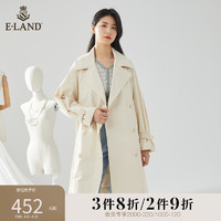 E·LAND 衣恋 Eland衣恋新款复古简约西装大翻领风衣外套女中长款上衣