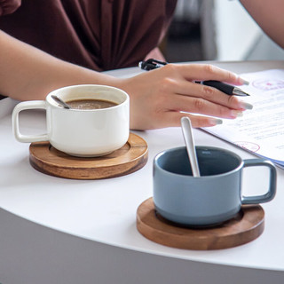SUCCOHOMEWARE派一日式简约陶瓷咖啡杯碟套装办公室喝水杯马克杯下午茶茶具整套 米黄色(250ML)