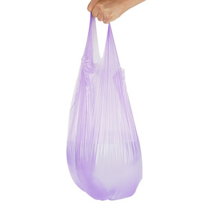 陆小砖背心手提式垃圾袋中号加厚48*63cm*5卷 紫色 100只紫色垃圾袋