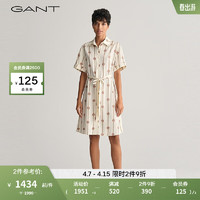 GANT甘特2024春季女士字母印花系带连衣裙4503321 248卡其色 42