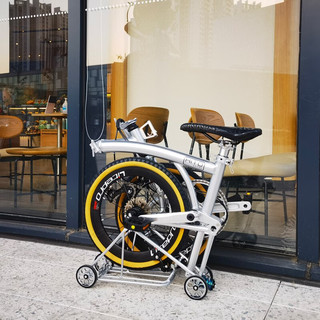 HITO德国小布折叠自行车16寸349大轮组 超轻便携9变速复古成人 可推行 闪光银色