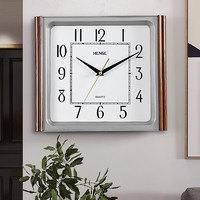 Hense 汉时 挂钟客厅挂墙时钟现代简约挂表卧室餐厅创意家用石英钟表HW02银色