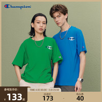 Champion 冠军T恤女24春夏新款多巴胺情侣草写 LOGO圆领短袖上衣男