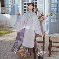 桔屿汉服女明制【紫雾青藤】云肩对襟大袖衫织金仿妆花马面裙春夏