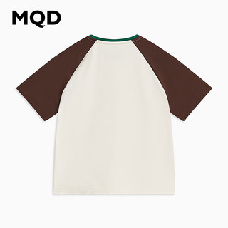MQD童装男大童24夏撞色插肩袖字母短袖T恤 咖啡 140cm