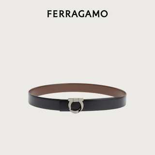 菲拉格慕（Ferragamo）男士黑色扭转造型Gancini固定皮带 0770934_C  _ 95 95（2尺7）