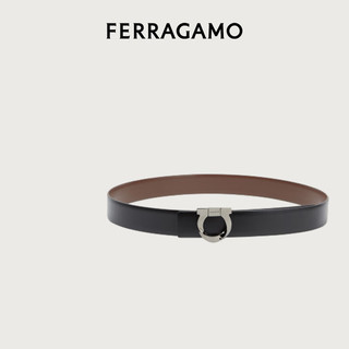 菲拉格慕（Ferragamo）男士黑色扭转造型Gancini固定皮带 0770934_C  _ 95 95（2尺7）