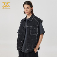 卡宾男装潮流牛仔马甲宽松24夏上衣外套H3242114002 煤黑色01 46