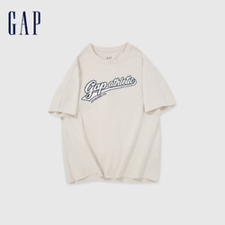 Gap 盖璞 男女纯棉重磅圆领短袖T恤 885839 米白色 M