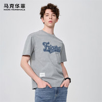 马克华菲【纯棉吸汗】短袖T恤男2024春夏圆领印花字母休闲款T恤衫 005浅灰 XL