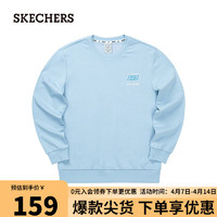 SKECHERS 斯凯奇 运动卫衣女男款L322U138 空气蓝/01CQ S