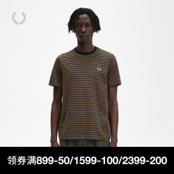 fredperry佛莱德派瑞男士短袖t恤夏季休闲麦穗刺绣条纹圆领宽松上衣潮